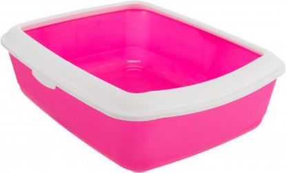 Picture of Classic cat litter tray, with rim, 37 × 15 × 47 cm, pink/white