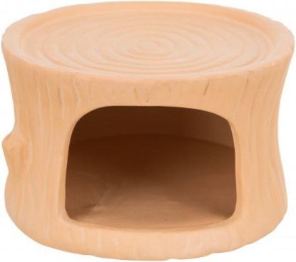 Picture of Ceramic house, tree trunk, hamsters/mice, 11 × 6 × 10 cm, terracotta
