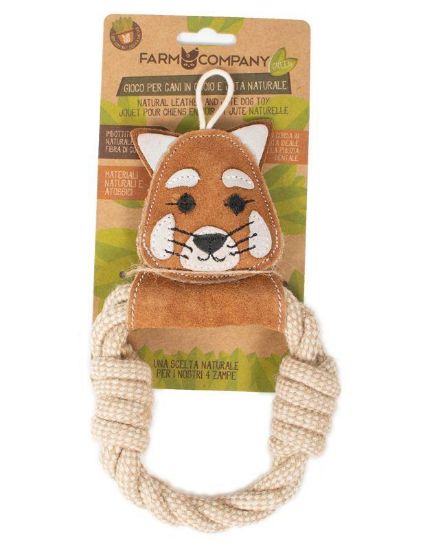 Picture of FC GREEN suede leather red panda toy w/jute ring 25cm
