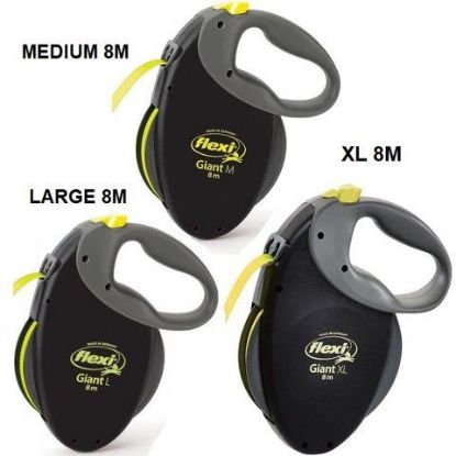 Picture of flexi NEON GIANT, tape leash, L: 8 m, black/neon yellow