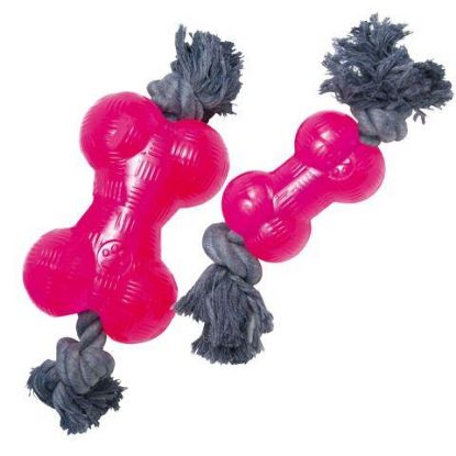 Picture of PINK TPR BONE WITH ROPE 8.89cm