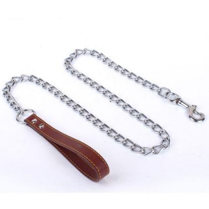 Picture of CHAIN LEAD W. LEATHER HANDLE 120CM X 2MM