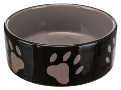 Picture of Ceramic bowl, with paw prints, 0.3 l/ø 12 cm, brown/cream
