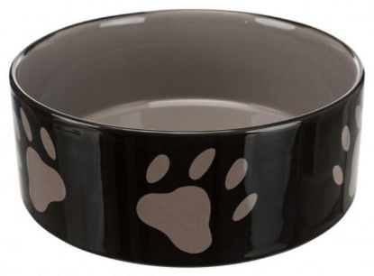 Picture of Ceramic bowl, with paw prints, 0.8 l/ø 16 cm, brown/cream
