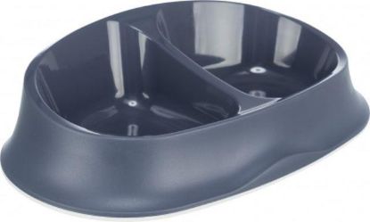 Picture of Double bowl, plastic/rubber ring, 2 × 0.25 l/10 × 12 cm/27 × 7 × 18 cm, blue