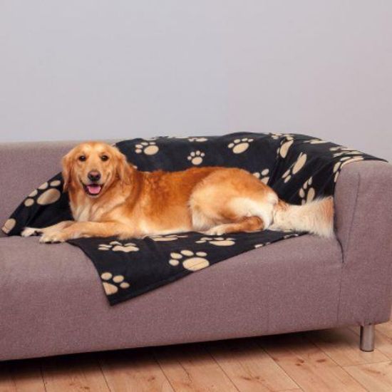 Εικόνα της Barney fleece blanket, 150 × 100 cm, black/beige