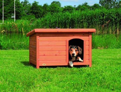 Picture of natura flat roof dog kennel, M: 85 × 58 × 60 cm, brown