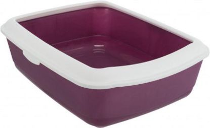 Picture of Classic cat litter tray, with rim, 37 × 15 × 47 cm, berry/white