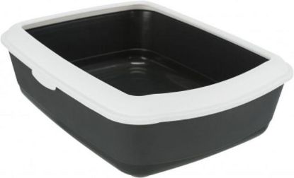 Picture of Classic cat litter tray, with rim, 37 × 15 × 47 cm, dark grey/white