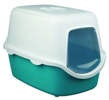 Picture of Vico cat litter tray, 40 × 40 × 56 cm, turquoise/white