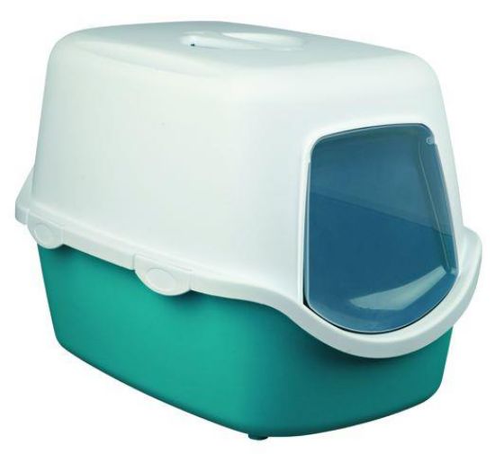 Εικόνα της Vico cat litter tray, 40 × 40 × 56 cm, turquoise/white