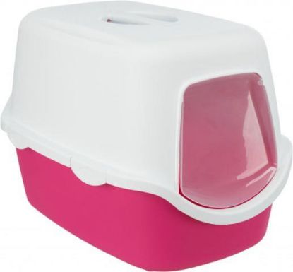 Picture of Vico cat litter tray, with hood, 40 × 40 × 56 cm, pink/white