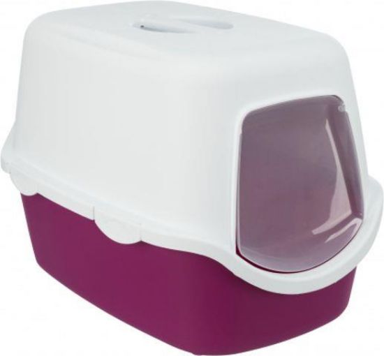 Εικόνα της Vico cat litter tray, with hood, 40 × 40 × 56 cm, berry/white
