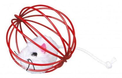 Picture of 24 plush mice in a wire ball, ø 6 cm