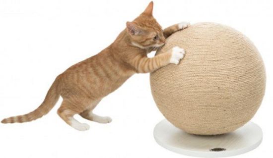 Εικόνα της Scratching ball on a plate, jute/wood, ø 29 × 31 cm