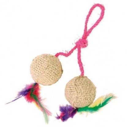 Picture of 2 balls on a rope, plush, catnip, ø 4.5 cm