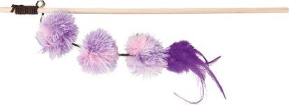 Picture of Playing rod with pompom balls, wood/plush, valerian, 40 cm