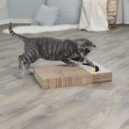 Picture of Scratching cardboard with toys, 38 × 30 cm, white