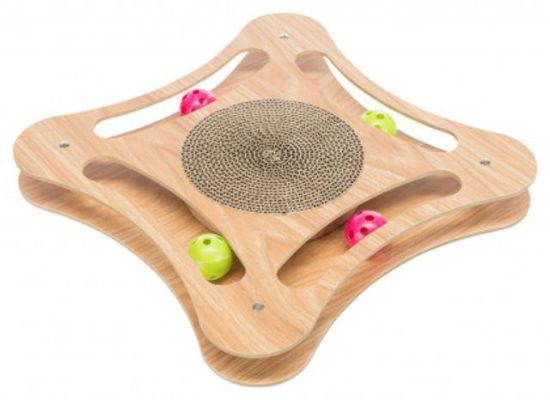 Εικόνα της Scratching cardboard with toys, wood, 35 × 4 × 35 cm