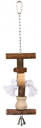 Picture of Toy with chain, rope and bell, bark wood, 38 cm