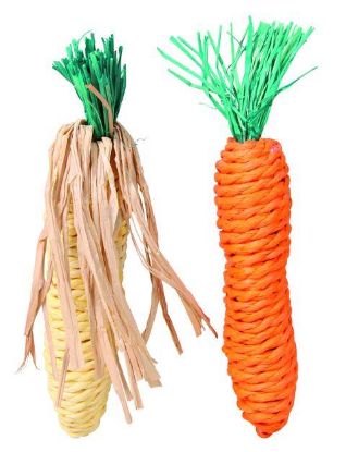 Picture of Carrot and corn cab, straw, 15 cm, 2 pcs