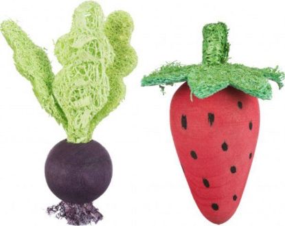 Picture of Set of strawberry/beetroot, wood/loofah, 6/9 cm