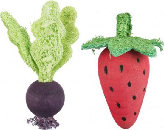 Εικόνα της Set of strawberry/beetroot, wood/loofah, 6/9 cm