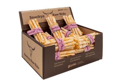 Picture of (24)RAWHIDE CHEW FOR DOGS MANGO FLAV. TWISTER STICKS 12 CM