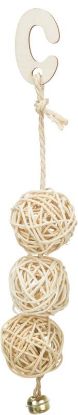 Εικόνα της 3 Rattan balls with bell, 24 cm