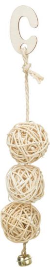Εικόνα της 3 Rattan balls with bell, 24 cm