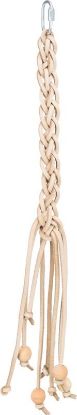 Εικόνα της Leather toy with wooden pearls, 50 cm, nature