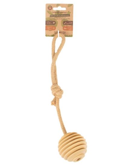 Εικόνα της FC GREEN RUBBER BALL 7cm HANDLE HEMP ROPE 24cm