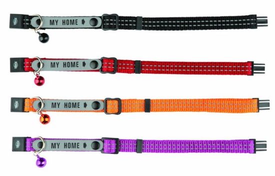 Εικόνα της Cat collar, reflective, with My Home address tag