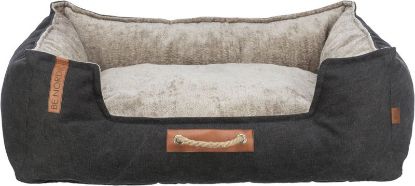 Picture of BE NORDIC Föhr bed, square, 100 × 80 cm, black/sand