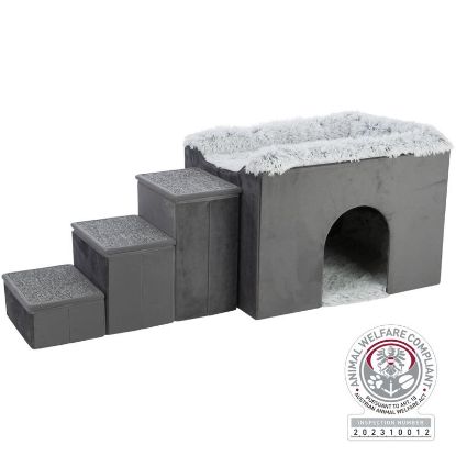 Picture of Harvey cave with steps, 119 × 47 × 50 cm, grey/white-black