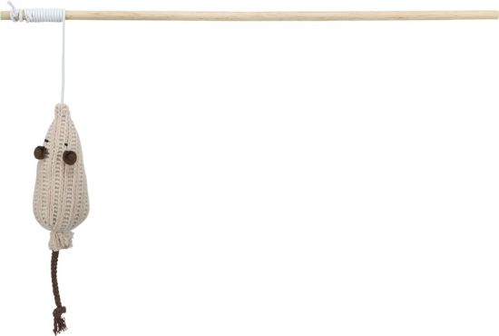 Picture of Playing rod mouse, wood/fabric, catnip, 40 cm