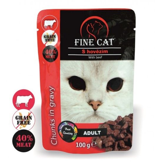 Εικόνα της (22)FINE CAT GRAIN FREE ADULT BEEF IN GRAVY 100g