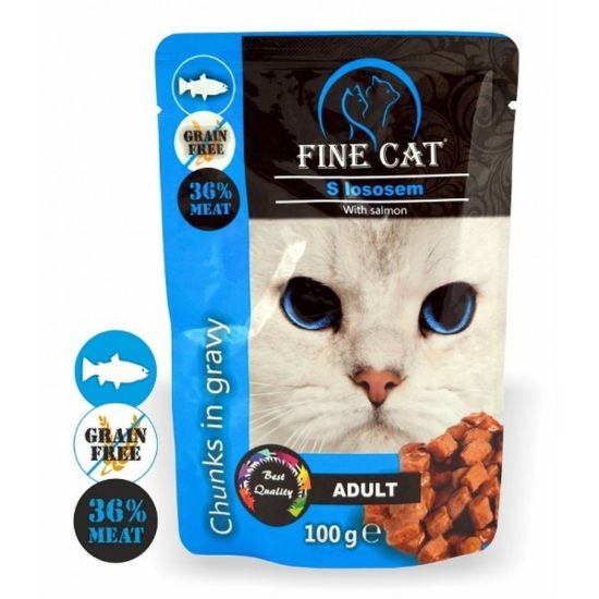 Εικόνα της (22)FINE CAT GRAIN FREE ADULT SALMON IN GRAVY 100g
