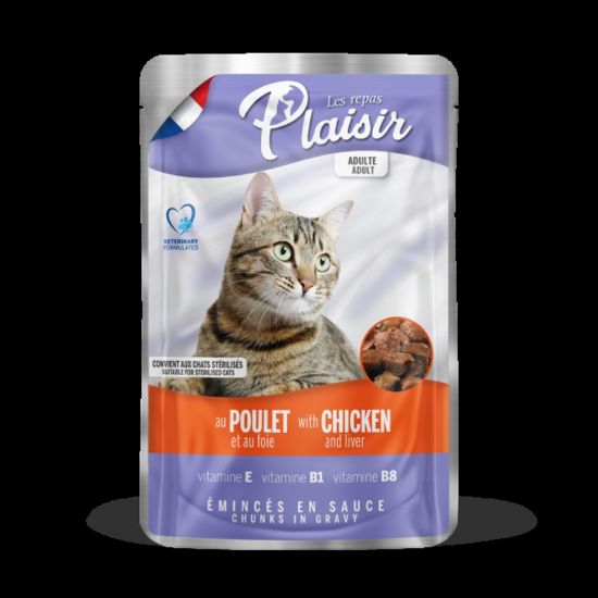 Εικόνα της (22)Plaisir cat POUCH for adults and sterilized cats chicken + liver in sauce 100g