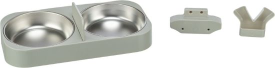 Εικόνα της Double bowl, plastic/stainless steel for #24347, 0.5 l/32 × 5 × 16 cm, white