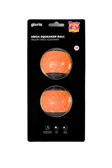 Εικόνα της PLAY AND RUN MEGA SQUEAKER BALL M 6.35CM ORANGE/GREY 2PCS