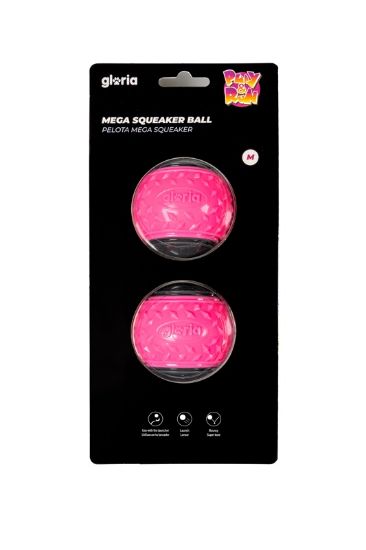 Εικόνα της PLAY AND RUN MEGA SQUEAKER BALL M 6.35CM PINK/GREY 2PCS