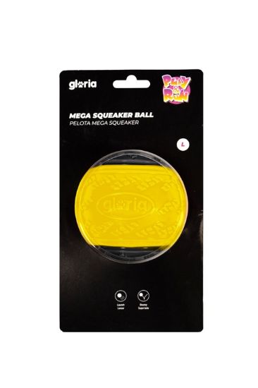 Εικόνα της PLAY AND RUN MEGA SQUEAKER BALL L 8.89CM YELLOW/GREY