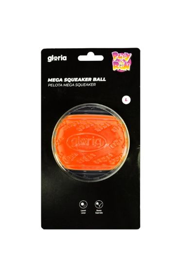 Εικόνα της PLAY AND RUN MEGA SQUEAKER BALL L 8.89CM ORANGE/GREY Y