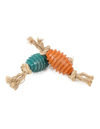 Εικόνα της FC GREEN rubber & rope rugby spiky ball S/M 23cm