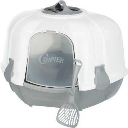 Εικόνα της Maro corner litter tray, with hood, 60 × 43 × 52 cm, light grey/granite