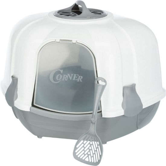 Εικόνα της Maro corner litter tray, with hood, 60 × 43 × 52 cm, light grey/granite
