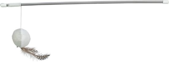 Εικόνα της Playing rod with ball and feathers, plastic/plush, 46 cm
