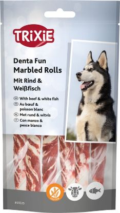 Εικόνα της Denta Fun Marbled Rolls with beef & white fish, 12 cm, 6 pcs./70 g