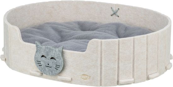 Εικόνα της Bed Emelie, felt, oval, 50 × 42 cm, sand/grey